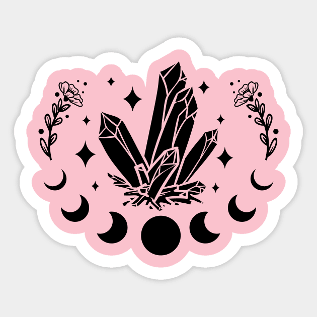 Crystal Moon Celestial Witchy Design Sticker by Anonic